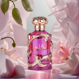 Luxury Habiik Decorative Women Perfume 100ml, Soft Pear Jasmine Oriental Fragrance, Rose Gold Engraved Metal Cage Pink Glass Bottle, Ready Gift Box for Her Birthday Holiday