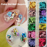 3D Spliced Flower Polka Dot Nail Art Sequins 12 Grids Retro 1-3mm Round Nail Glitter Sparkling Flakes Nail Charms Manicure Decro