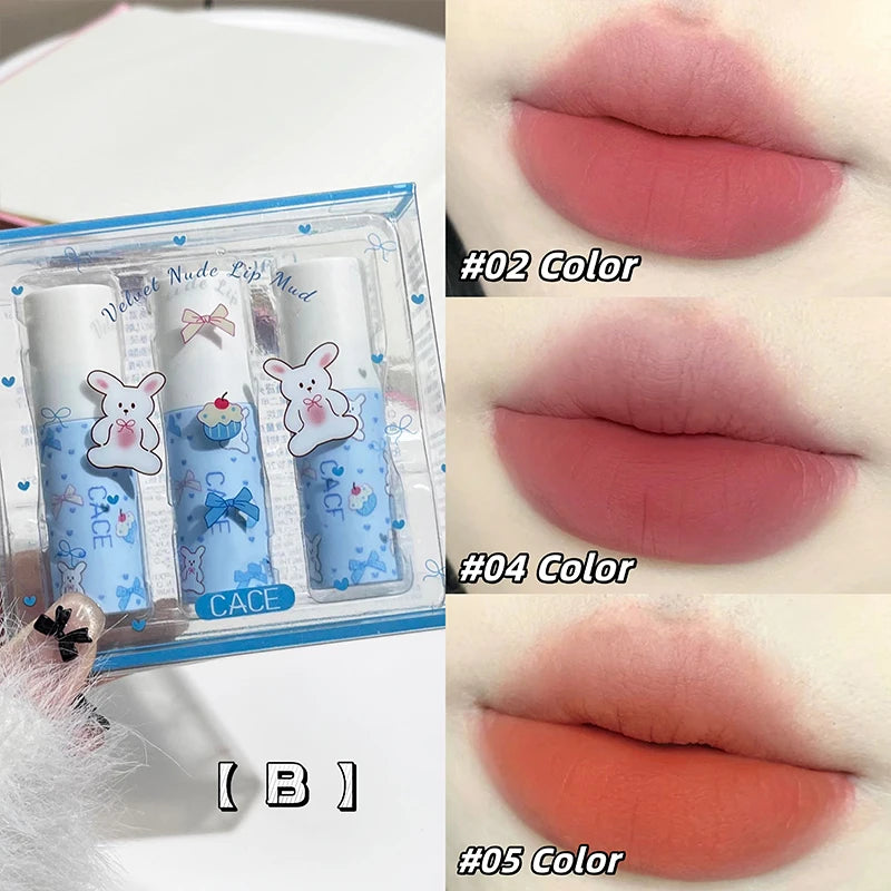 Little Bunny Lip Mud Set Velvet Nude Matte Texture Silky Lipstick Makeup