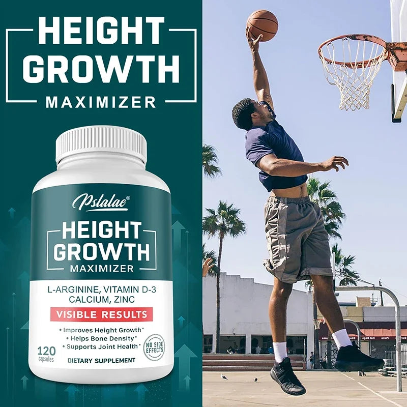Height Growth Supplement With Vitamins and Calcium Zinc Improves Bone Strength Natural Promotes Growth Improve Immunity, Vegan