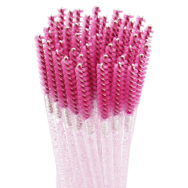 50pcs Disposable Eyelash Brush Crystal Eyebrow Comb Eyelashes Lifting Mascara Wand Micro Brushes Lash Extension Makeup Tools