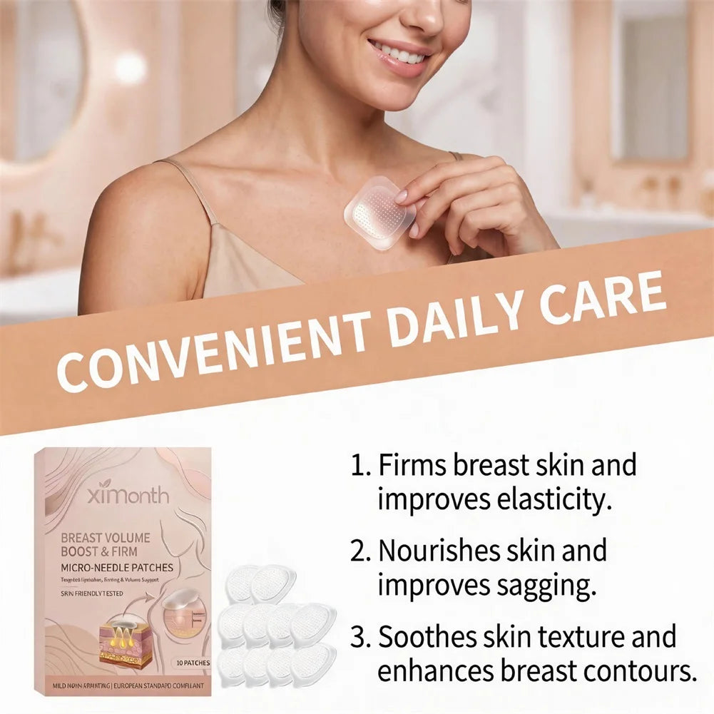 Microneedles Breast Plumping Patch,Hydration Firming Volume Support,Targeted Skin Nutrition Deep Hydration,For All Skin Types