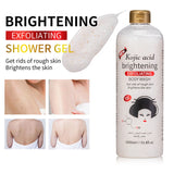 1000ml Lavender Kojic Acid AHA Shower Gel Deep Cleansing Brighten Skin Scrub Body Wash Exfoliator Body Care Fragrance Skincare