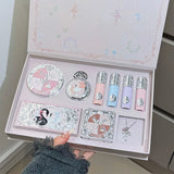 NICEKEY Pink Ballet Makeup Sets Include 4 Lip Mud,1 Blush,1 Pressed Powder,1 Eyes Palette,1 Contour Palette With Necklace Gift