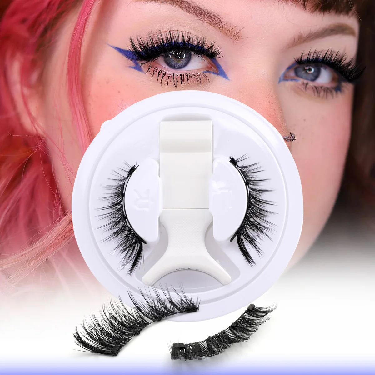 2 Pairs Magnetic Eyelash Natural Look Fluffy False Eyelashes Reusable Magnetic Eyelash Set with Applicator No Glue Need Makeup