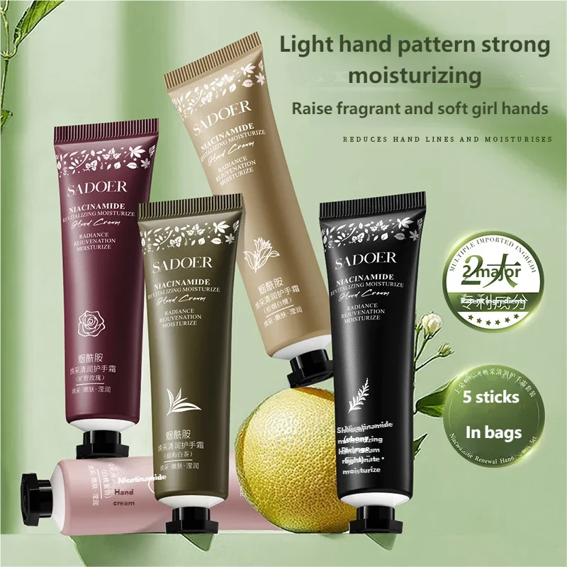 5-Piece Moisturizing Hand Cream Set with Hyaluronic Acid, Plant-Derived Squalane, and Niacinamide Moisturizing Lotion   All Skin