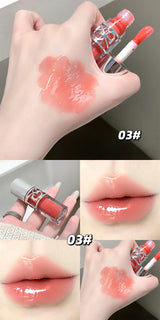 Gege Bear Glittering Mirror Lip Glaze, Watery Shimmering Light Lip Gloss Makeup 8 Colors, Hydrating Moisturizing, Long Lasting
