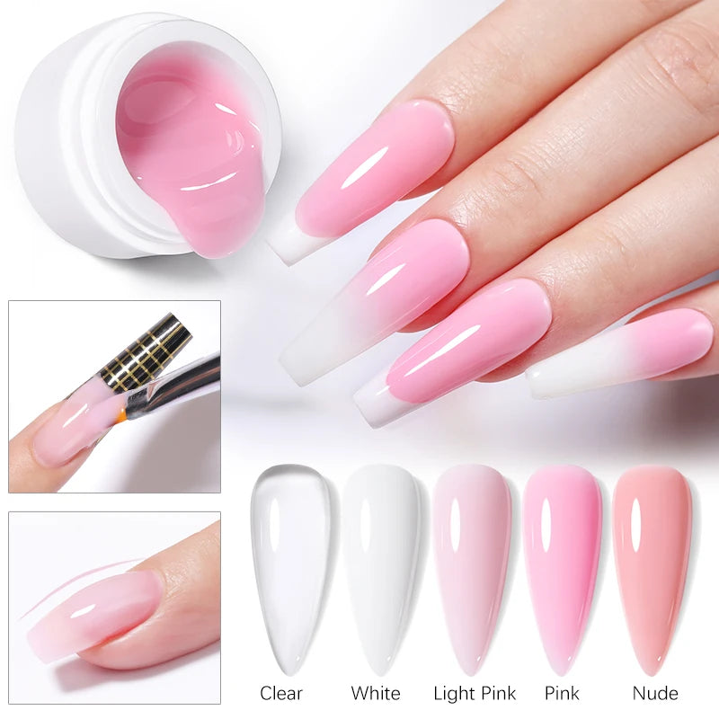 UR SUGAR 6 IN 1 Extension Nail Gel 15ML Clear Quick Builder Nail Gel Semi Permanent Self-leveling UV Construction Gel Soak Off