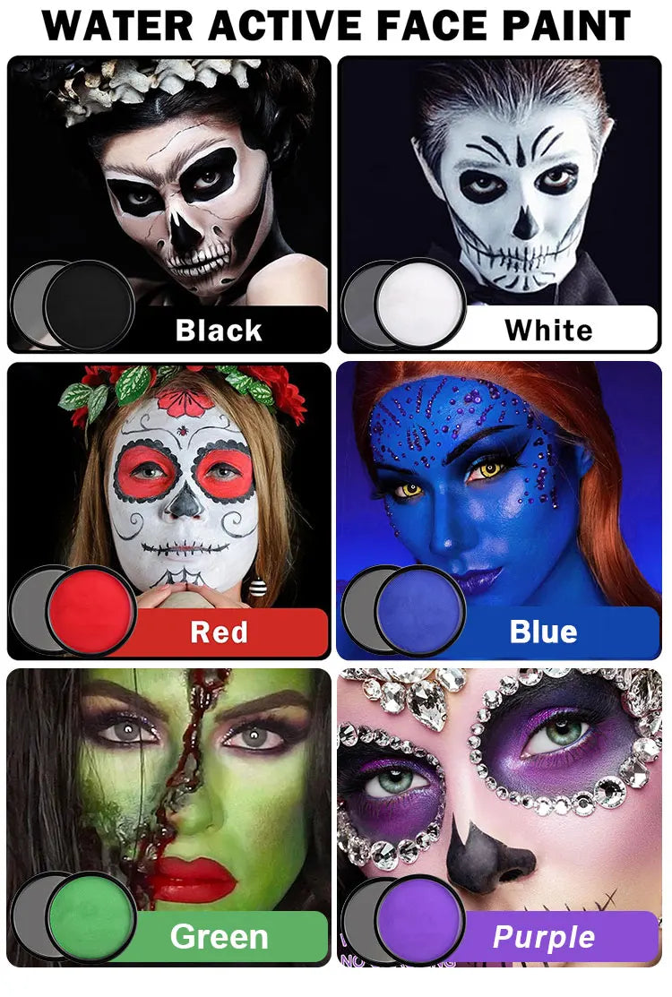 30G Water Solubility Monochromatic Body Paint Black And White Makeup Face Paint Halloween Party Waterproof Makeup Body Painting