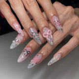 24 false nail pieces shipped randomly, Instagram-style false nails, wearable full-coverage almond-shaped press-on nails.