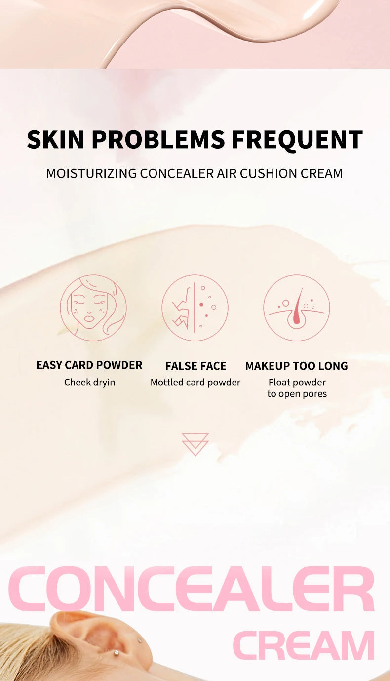 OCHEAL CC Cream Cushion Foundation Cream Long Lasting Moisturizing Concealer Foundation BB Cream For Face Makeup Concelear