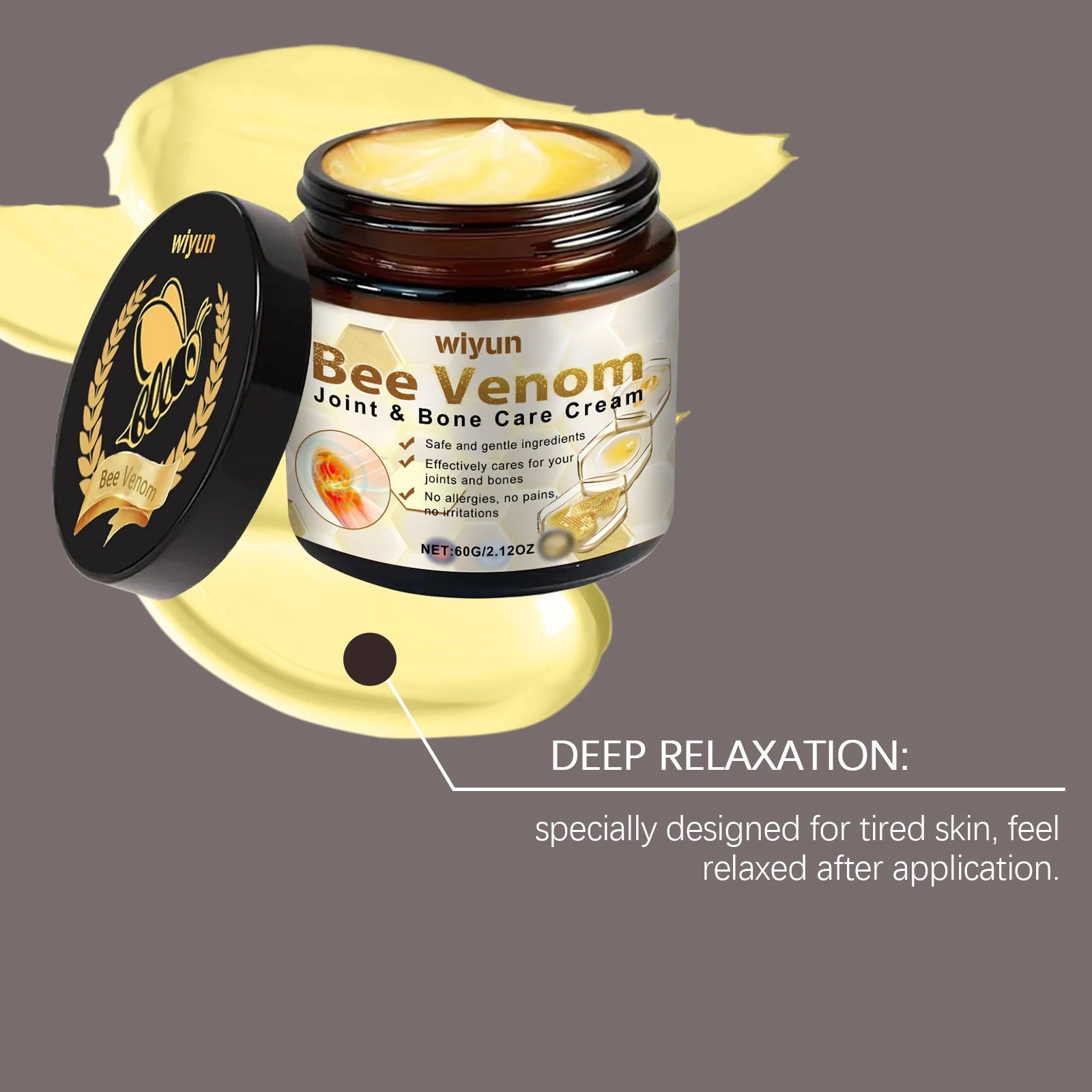 60g Bee Venom Body Massage Cream for Joint Care, Soothing Muscle Rub, Professional Skin Care Ointment for Daily Relaxation