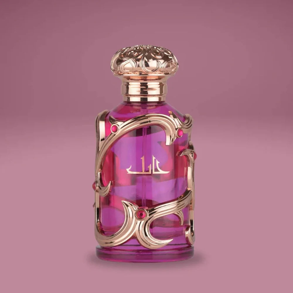 Luxury Habiik Decorative Women Perfume 100ml, Soft Pear Jasmine Oriental Fragrance, Rose Gold Engraved Metal Cage Pink Glass Bottle, Ready Gift Box for Her Birthday Holiday