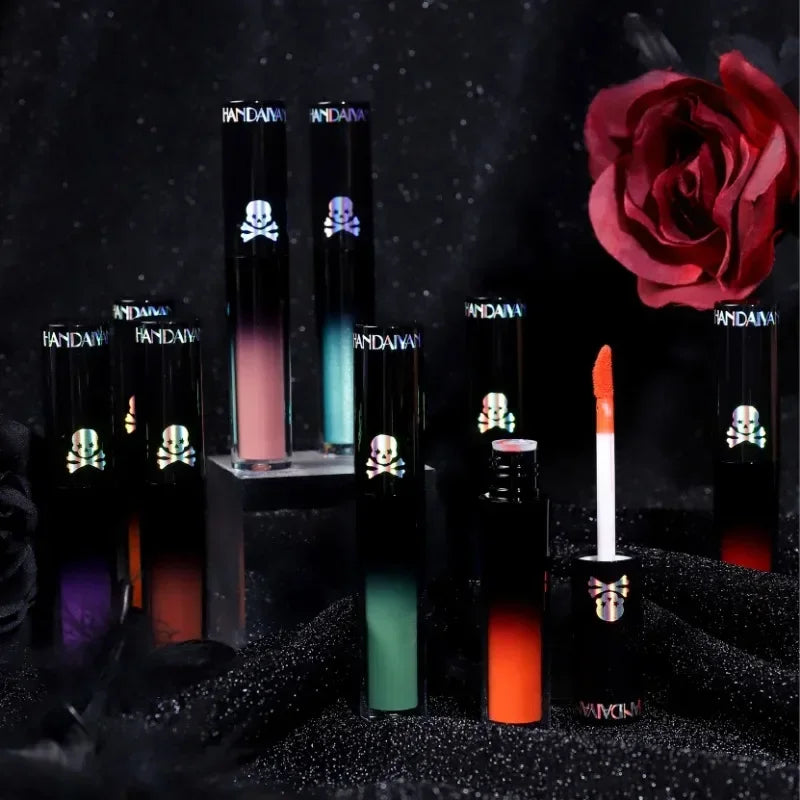4pcs Matte Lipstick Set Waterproof Sexy Green Purple Black Lip Gloss Shiny Lip Tint Halloween Lip Makeup Tool Korean Cosmetics