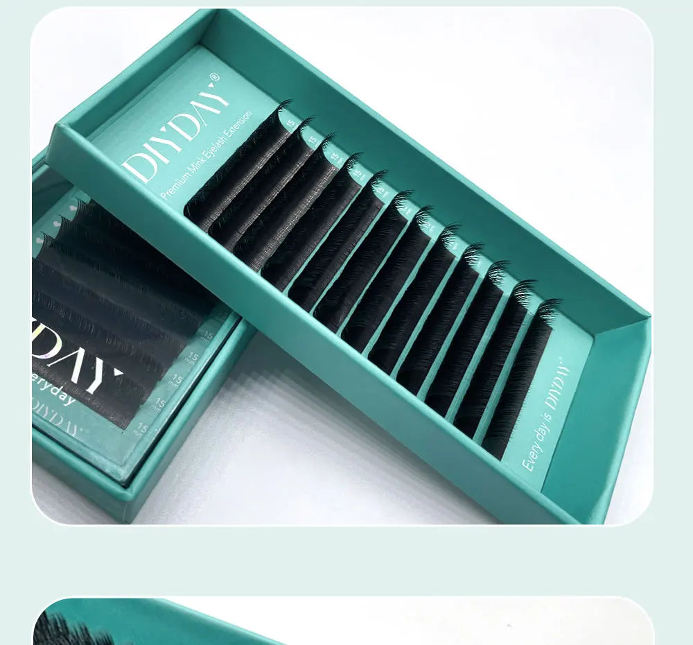 DIYDAY Ellipse Flat Eyelash Extensions 0.15 0.20 Super Softer Individual Flat Lashes Natural Look False Eyelashes for Makeup