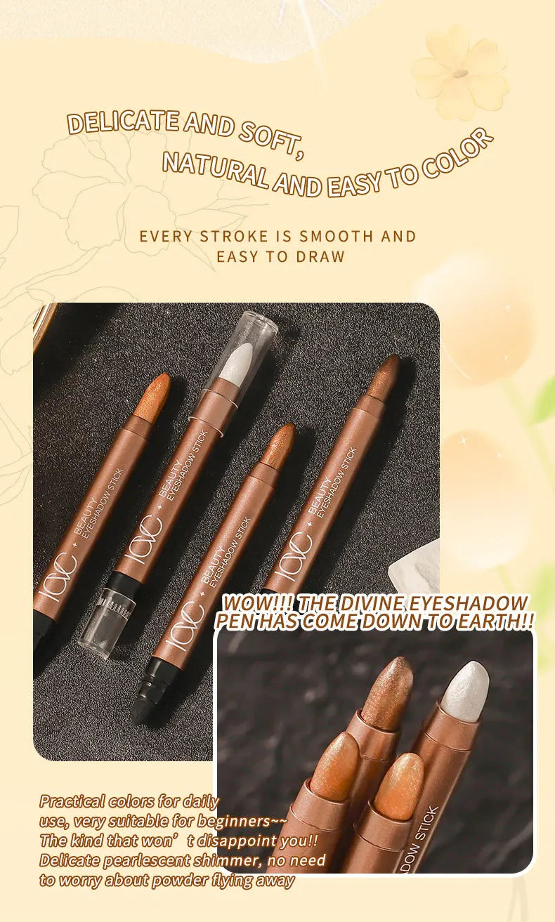 Double-ended Eyeshadow Pen Eyeliner Multiuse Shimmer Shadow Pearlescent Glitter Brightening Longlasting Waterproof Sweat-proof
