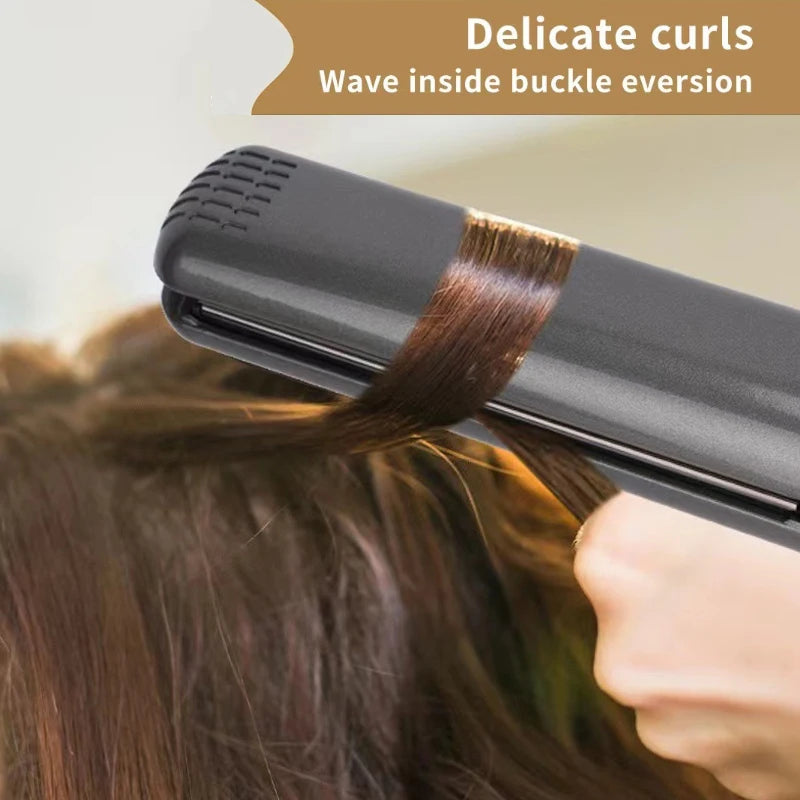 Electric Ceramic Mini Hair Straightener Unisex Portable Flat Iron Wet/Dry Straightening Curling Irons Black FastHeat Hair Curler