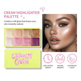 8 Colors Cream Highlighter Palette for Highlight, Blush&Contouring, Various Colors To Meet Various Makeup Needs Highlight Disc