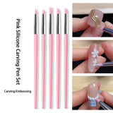 5Pcs/set Silicone Nail Brush UV Gel Polish Tip 3D Image DIY Dotting Polish Brushes Pen Professional DIY Manicure Tools