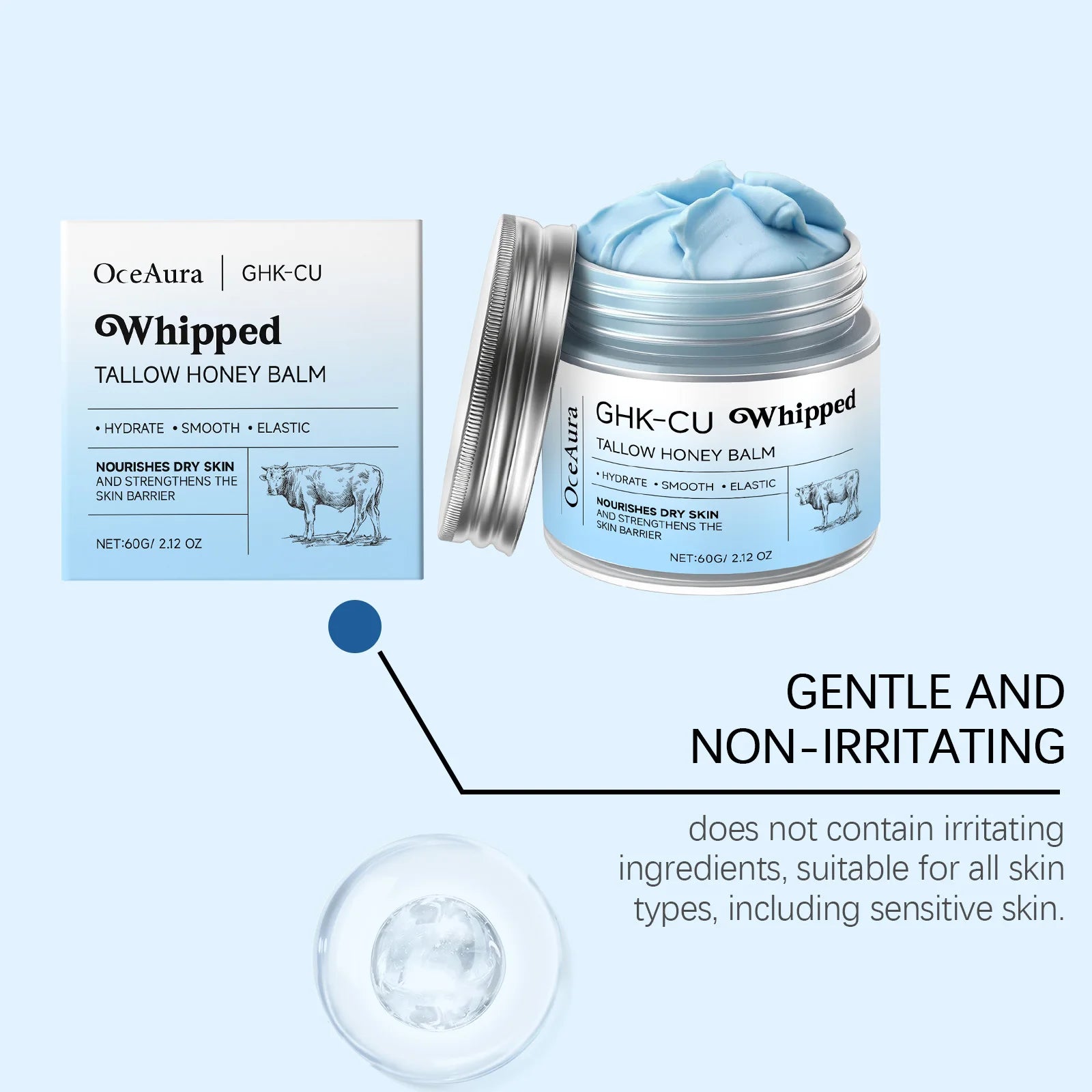 Whipped Tallow Honey Balm Deep Moisturizing for Dry Cracked Skin Non-Greasy Body Butter Brightening Tightening Face Cream Care