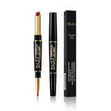 DNM 2 In 1 Matte Lipstick Pencil Double Head Lip Liner Pen Long Lasting Waterproof Lady Charming Nude Red Lipliner Pencil Makeup