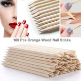 100Pcs Orange Wood Sticks for Nails Double Sided Cuticle Pusher Remover Nail Art Manicure Pedicure Tool for Manicure Pedicure