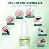 Nailpop 7-in-1 Builder Nail Gel Fast Building Gel Nail Polish Clear White Pink Nude 15ml Nail Tip Reinforcement and Extension
