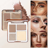 2 pcs Contouring Set - 4 color High-Gloss Contouring，Brightening Matte 3D Nose Shadow Brush，Easy To Color，Gift Set