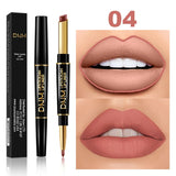 DNM 2 In 1 Matte Lipstick Pencil Double Head Lip Liner Pen Long Lasting Waterproof Lady Charming Nude Red Lipliner Pencil Makeup
