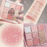 DIKALU Spring And Summer New Eyeshadow Palette Oh Rosy Nine Palace Grid Auto Focus Low Saturation Smoke Powder Rose Plate