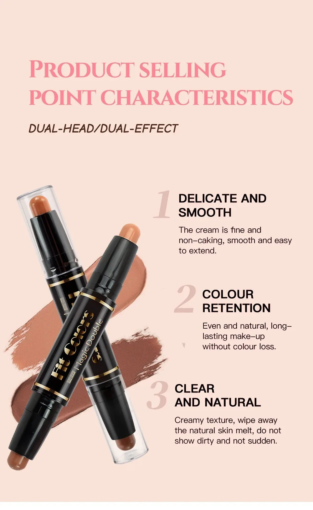 Double-head Highlight Shadow Stick Face Bronzer Contouring Pen Foundation Cream Concealer Makeup Base Beauty Women's Cosmetics
