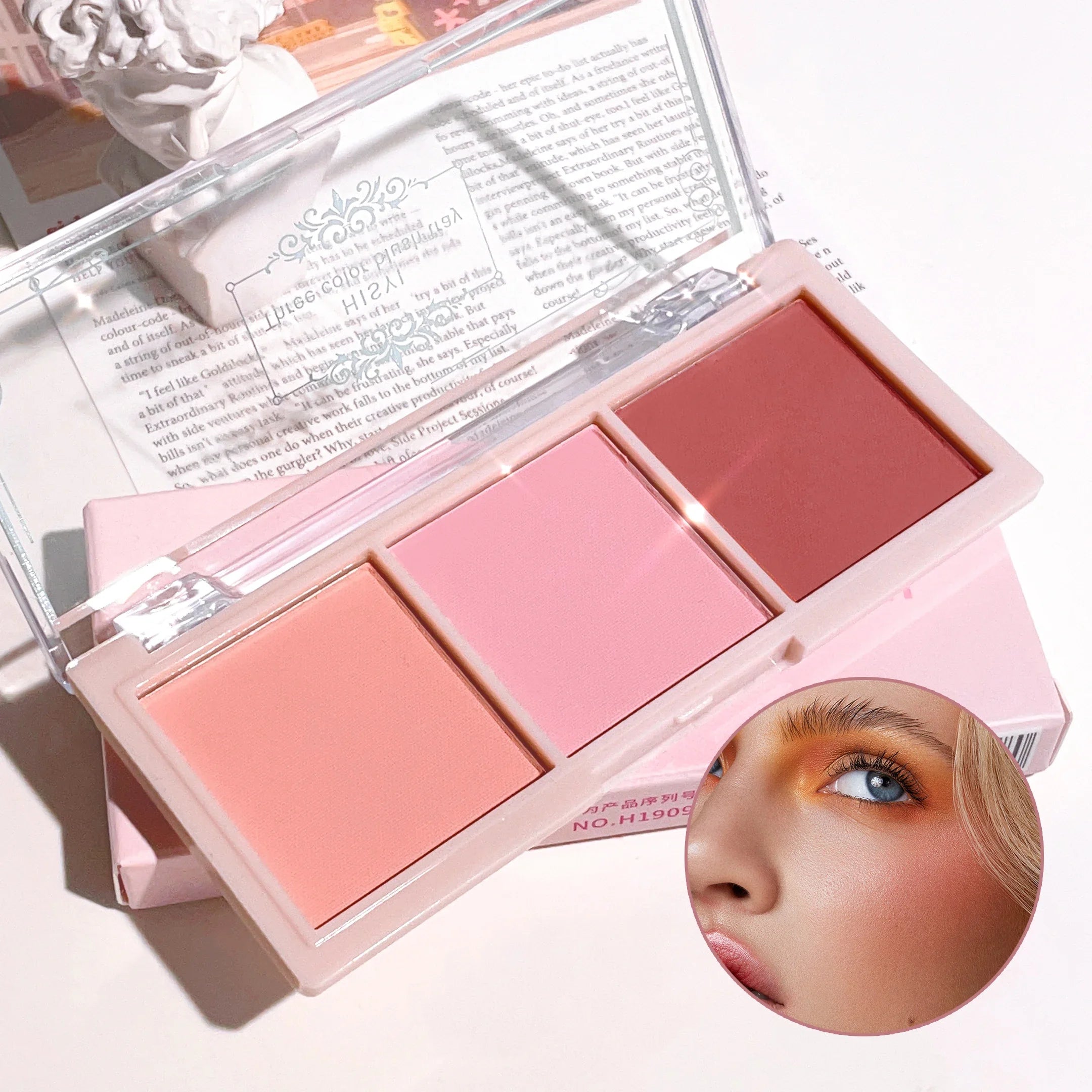 3-Color Cheek Red Plate Nude Makeup Natural Matte Milk Tea Orange Eye Shadow Makeup Lasting High Color Rendering Invisible