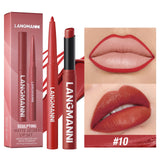 Integrated waterproof lipliner+lipstick lipstick lipstick set,no smudge,no fade,no cup,durable,easy to create a perfect makeup!