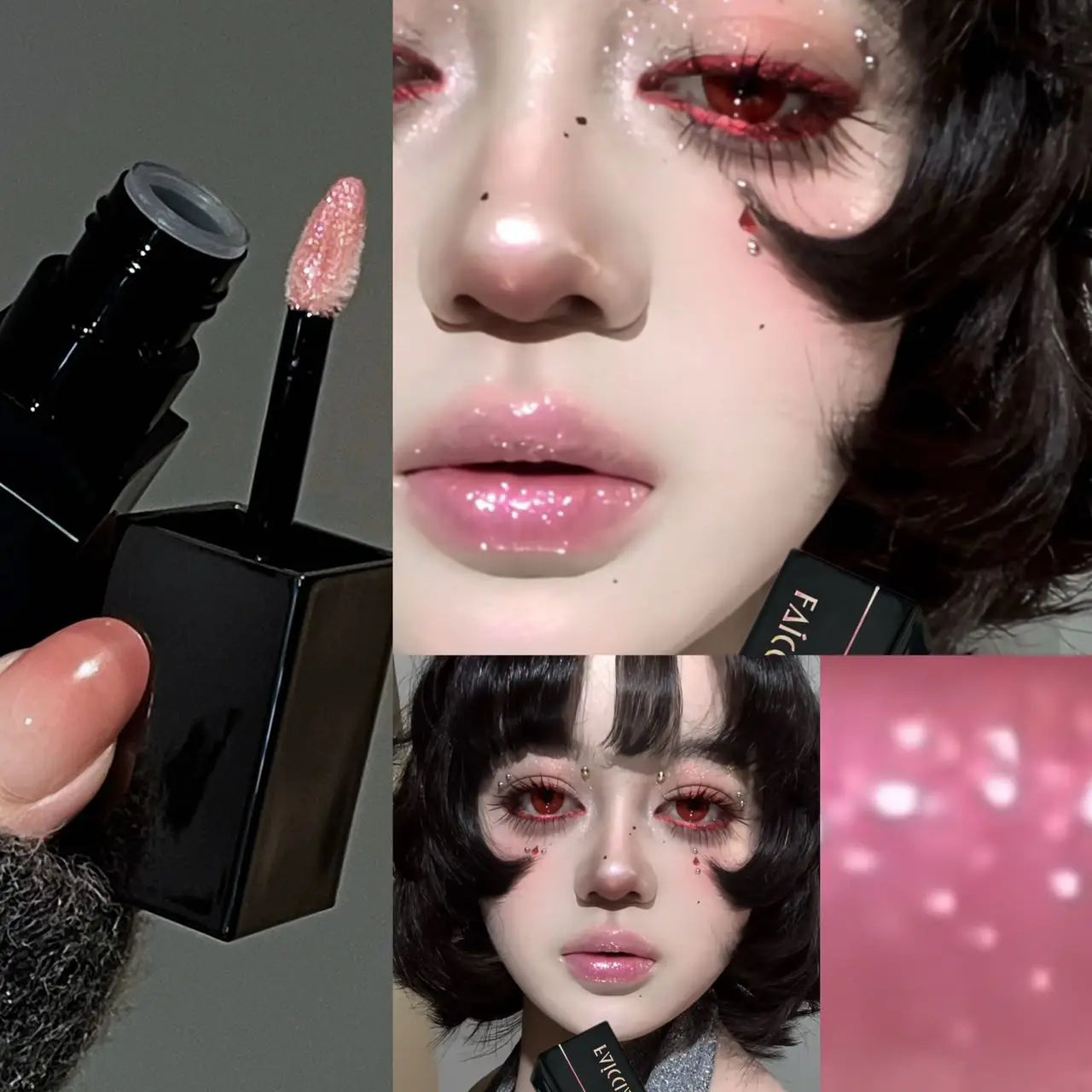Pearlescent Polarized Green Lip Mud Gloss Fine Shimmer Lip Glaze Plumping Gothic Black Moisturizing Shiny Halloween Lips Makeup