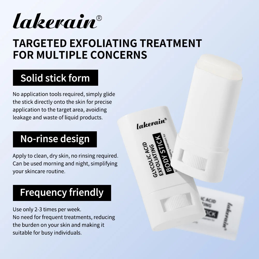 Lakerain Exfoliating Body Stick Multiple Glycolic Acid Cleaning Long-lasting Moisturizing Nourishing Smoothing Skin Care