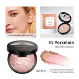 Demi Matte Natural Finish Baked Brighten Color Correcting Powder Foundation Buildable Light to Coverage Oil Control Makeup