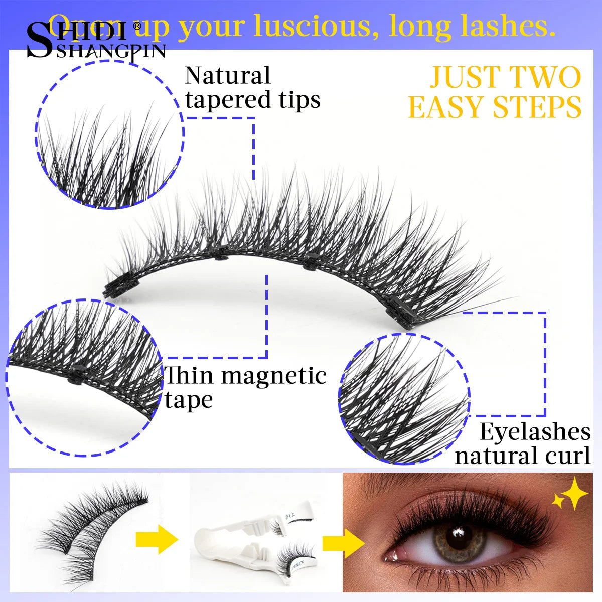 1/2 Pair Reusable Magnetic Eyelashes Tweezers Set Faux Mink Lashes Handmade 3D Natural False Eyelashes and Magnetic Tweezers Set