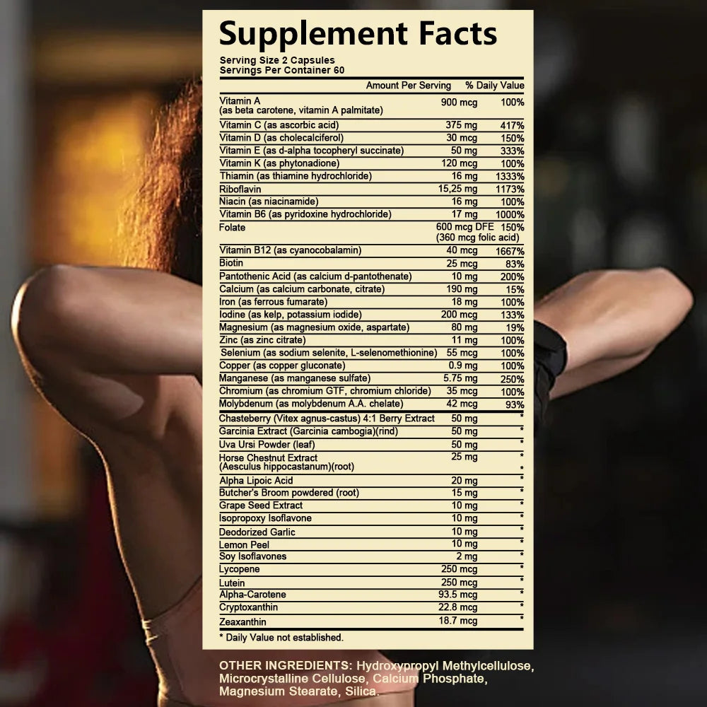 Women's Daily Multi Capsules - with Biotin, Calcium, Zinc, Daily Multivitamin To Support Energy and Immune Health