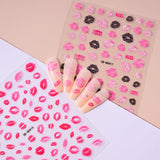 5D Embossed Sexy Red/Pink Lips Nail Stickers Self-Adhesive Blooming Red Lips Nail Decal Romantic Luxy Lady Lips Manicure Slider
