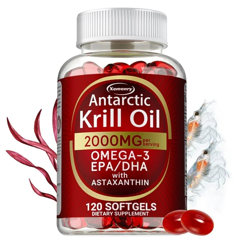 Antarctic Krill Oil Astaxanthin Capsules(EPA, DHA) Joint And Skin Health Support Immunity, Cardiovascular, Non-GmoSupplementsSup