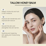 Beef Tallow Honey Balm Moisturizing Hydrating Face Cream Body Lotion Fades Fine Lines Tighten Soothen Brightening Facial Skin