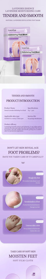 SADOER  Exfoliating Feet Mask Exfoliating Foot Peel Mask Socks Pedicure Peeling Dead Skin Remover Feet Mask Peel Moisturizing