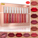 4pcs/10pcs/set Nude Lip Gloss Matte Velvet Lipstick Waterproof Long-lasting  Liquid Lipstick Women Moist Lip Tint