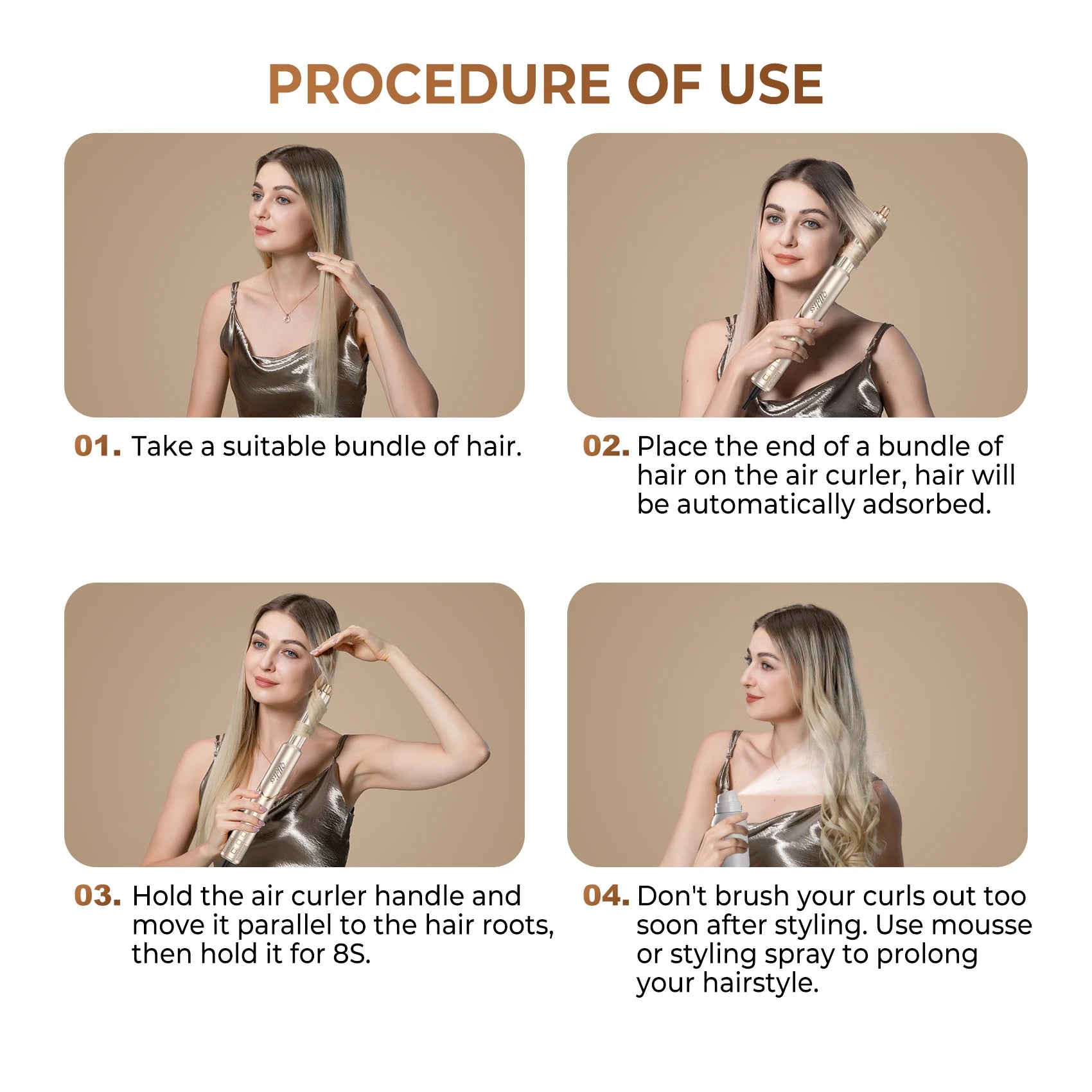 8 in 1 Hair Dryer Brush High Speed Brushless Blow Dryer Negative Ionic Hair Heating Brush Hot Air Styling Comb Auto Hair Curle