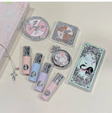 NICEKEY Pink Ballet Makeup Sets Include 4 Lip Mud,1 Blush,1 Pressed Powder,1 Eyes Palette,1 Contour Palette With Necklace Gift