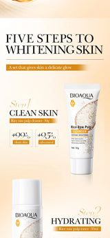 Rice Puree Skin Care Set Whitening Brighten Hydrating Moisturize Soothing Facial Cleanser+Toner+Essence+Lotion+Cream Skincare