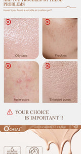 O'CHEAL Mushroom Cushion CC Cream Face Airy Coverage Long-lasting Moisturizing Waterproof Oil Control Concealer BB Cream Makeup