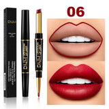 DNM 2 In 1 Matte Lipstick Pencil Double Head Lip Liner Pen Long Lasting Waterproof Lady Charming Nude Red Lipliner Pencil Makeup
