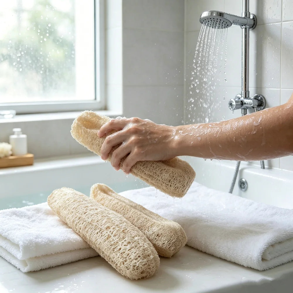 Natural Loofah Multi-Purpose Eco-Friendly Body Shower Sponge Home Cleaning Brush Exfoliating for Skin Tough on Stain Bathroom