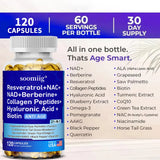 Vitamax 21-in-1 Supplement | NAD+ Resveratrol Collagen Berberine | Supports Hair, Skin, Nails, Joints, Anti-aging, Firming Skin